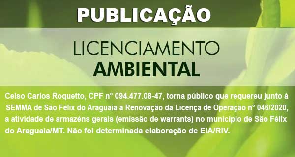 PUBLICAÇÃO - LICENCIAMENTO AMBIENTAL